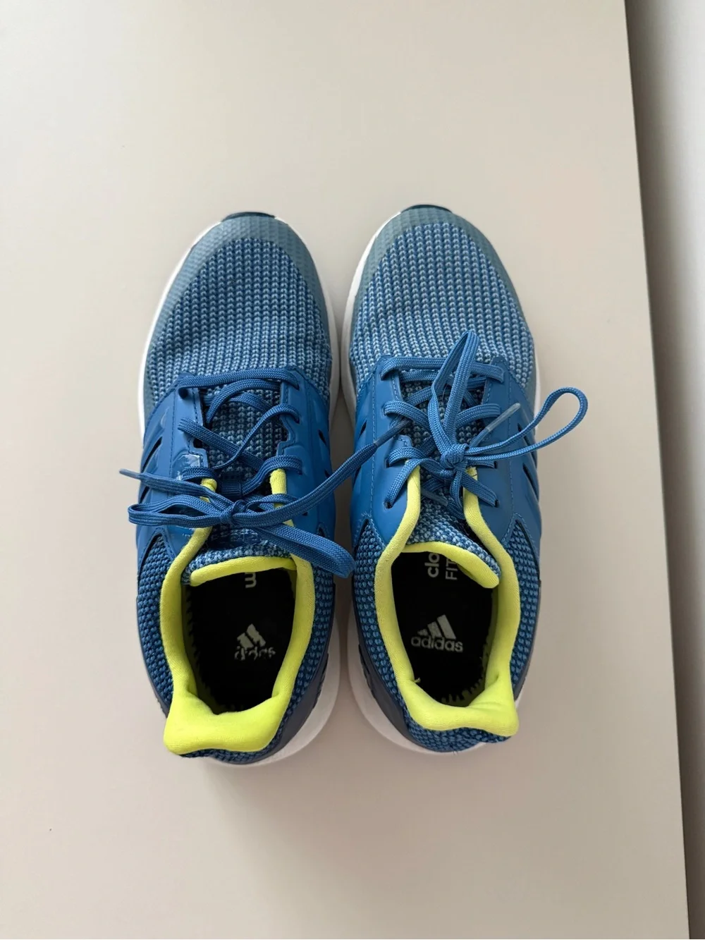 Adidas Rapidarun Running Shoes Boys US 4 Blue Lime Athletic Sneakers